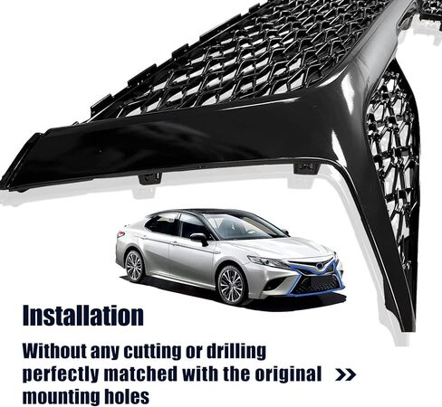 Front Bumper Lower Grille Camry Glossy Black Grill Direct Insert Replacement Compatible With 2018-2020 Toyota Camry SE Sedan 4-Door TO1036185 / 5310206520 in Kuwait