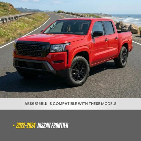 Gloss Black Front Grille Overlay for 2022-2024 Nissan Frontier – 1PC Tape-On Insert Cover w/Emblem Cutout | Easy No-Tool Install | Premium Blackout Finish | US Patented in Kuwait
