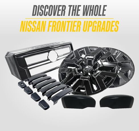 Gloss Black Front Grille Overlay for 2022-2024 Nissan Frontier – 1PC Tape-On Insert Cover w/Emblem Cutout | Easy No-Tool Install | Premium Blackout Finish | US Patented in Kuwait