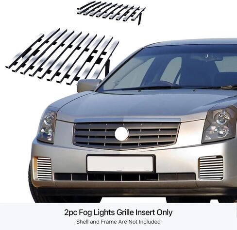 APS Compatible with Cadillac CTS 2003-2007 Fog Light Cover 304 Stainless Steel Chrome Polished 8x6 Billet Front Grill Grille Insert A65812C in Kuwait