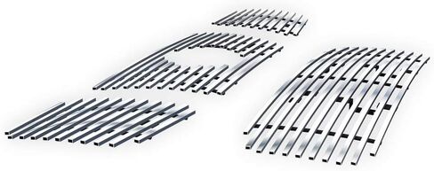 APS Compatible with Nissan Titan 2004-2006 & 07 Titan Classic & 04-07 Armada with Logo Show Main Upper Lower Bumper Stainless Steel Chrome Horizontal Billet Front Grill Grille Insert Combo N67992S in Kuwait