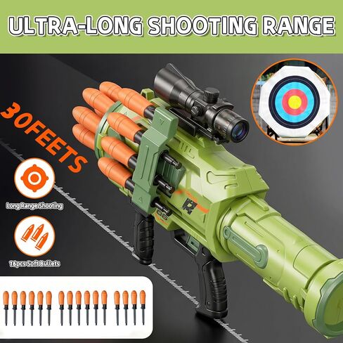 Toy Gun Toy Foam Blasters - New 2026 Jumbo Rocket Gun, Toy Rocket Artillery Launcher RPG Gun with 16 Foam Rockets Bullets, Outdoor Shooting Games Toy Guns for Kids 6-12 Year Birthday Xmas Gifts in Saudi Arabia