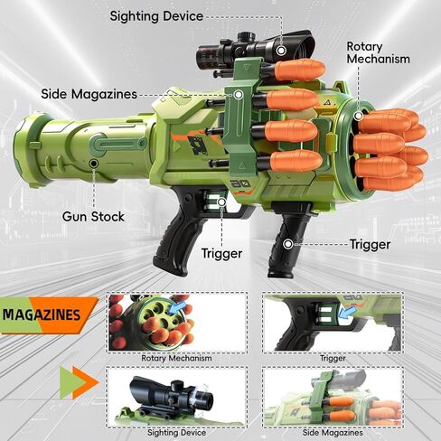 Toy Gun Toy Foam Blasters - New 2026 Jumbo Rocket Gun, Toy Rocket Artillery Launcher RPG Gun with 16 Foam Rockets Bullets, Outdoor Shooting Games Toy Guns for Kids 6-12 Year Birthday Xmas Gifts in Saudi Arabia