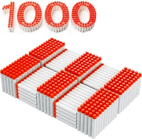 مجموعة ذخيرة من 1000 قطعة سهام قابلة لإعادة التعبئة متوافقة مع Nerf N-Strike Elite 2.0 Series DinoSquad - تعمل مع جميع قاذفات Elite باللون الأبيض in Kuwait