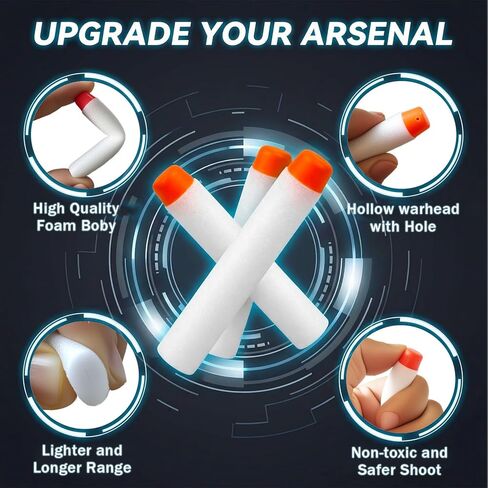 مجموعة ذخيرة من 1000 قطعة سهام قابلة لإعادة التعبئة متوافقة مع Nerf N-Strike Elite 2.0 Series DinoSquad - تعمل مع جميع قاذفات Elite باللون الأبيض in Kuwait