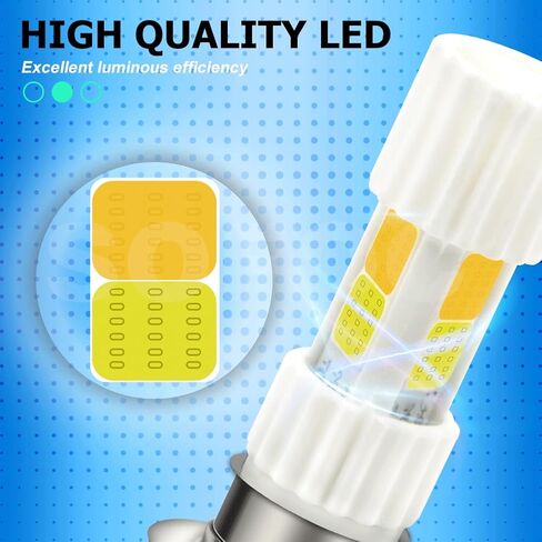 لمبة LED بقاعدة SOFOC H6M 8 وات موفرة للطاقة بلون مزدوج أبيض + أصفر لدراجة نارية أمامية بديلة تناسب مباشرة بدون أسلاك بناء سيراميك 10xLong Life قطعتان in Kuwait