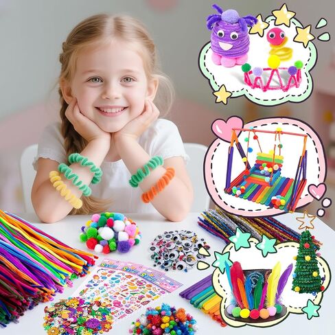 Sundaymot Kids Arts and Crafts Set 2000+ Piece DIY Craft Supplies Kit with Assorted Accessories for Boys & Girls Ages 6-12, School Classroom Projects, Gifts for Boys and Girls. in Saudi Arabia