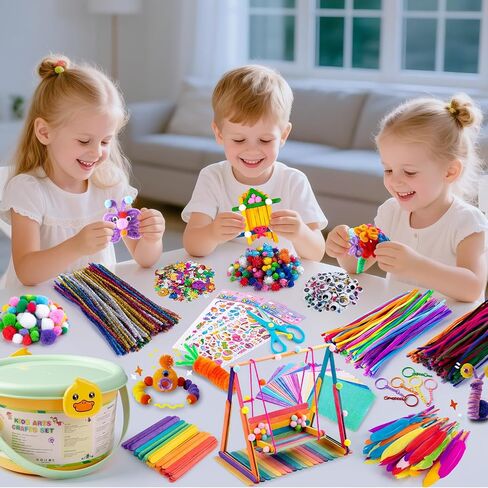Sundaymot Kids Arts and Crafts Set 2000+ Piece DIY Craft Supplies Kit with Assorted Accessories for Boys & Girls Ages 6-12, School Classroom Projects, Gifts for Boys and Girls. in Saudi Arabia