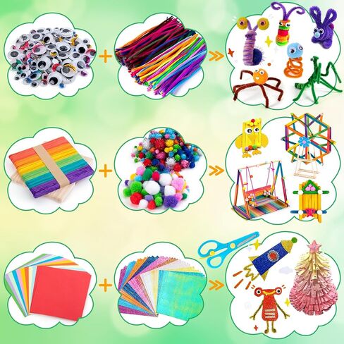 Sundaymot Kids Arts and Crafts Set 2000+ Piece DIY Craft Supplies Kit with Assorted Accessories for Boys & Girls Ages 6-12, School Classroom Projects, Gifts for Boys and Girls. in Saudi Arabia