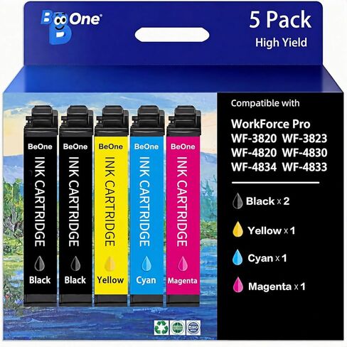 BeOne Remanufactured Ink Cartridges High Yield Replacement for Epson 822XL Ink Cartridges for 822XL Printer for Epson WF-3820 WF-4820 WF-4830 WF-4833 WF-4834 WF-3823 Printer (5 Pack) in Saudi Arabia