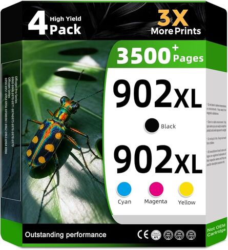 مجموعة خراطيش حبر 902XL مكونة من 4 عبوات متوافقة مع HP 902 HP902 XL HP902XL إلى OfficeJet Pro 6978 6968 6970 6975 6960 6979 OfficeJet 6958 6962 6950 6954 6951 6956 6961 6963 6964 الطابعة (إصدار الشريحة: C74) in Kuwait