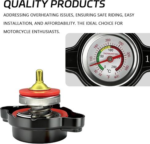 1.8 Bar Radiator Cap with Temperature Gauge, High Pressure Radiator Cover 25.6 PSI Water Tank Cap, Universal Fit for Motorcycle ATV Dirt Bike Compatible with Honda Kawasaki Suzuki Yamaha KTM in Saudi Arabia