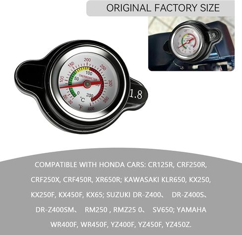 1.8 Bar Radiator Cap with Temperature Gauge, High Pressure Radiator Cover 25.6 PSI Water Tank Cap, Universal Fit for Motorcycle ATV Dirt Bike Compatible with Honda Kawasaki Suzuki Yamaha KTM in Saudi Arabia