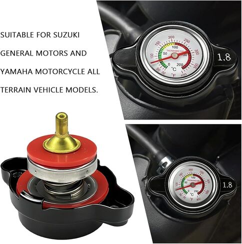 1.8 Bar Radiator Cap with Temperature Gauge, High Pressure Radiator Cover 25.6 PSI Water Tank Cap, Universal Fit for Motorcycle ATV Dirt Bike Compatible with Honda Kawasaki Suzuki Yamaha KTM in Saudi Arabia