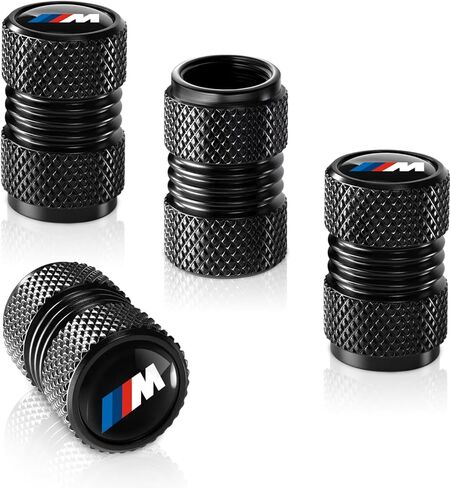 غطاء غطاء ساق صمام الإطارات مناسب لسيارات BMW M حزام O-حلقة مانعة للتآكل أغطية صمام الإطارات ملحقات السيارة 4 قطعة أسود in Kuwait