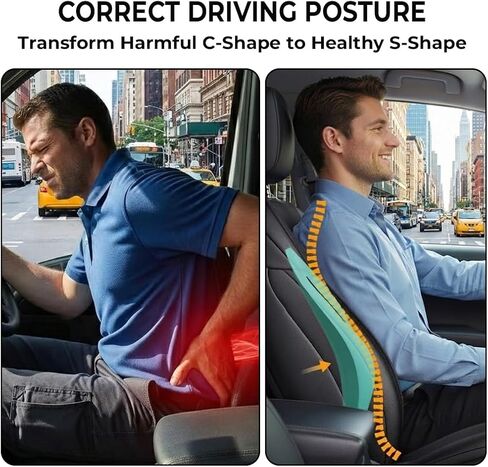 Adjustable Lumbar Support for Car: 4-Way Lower Back Pillow with 3" D & 4" H Adjust for Long Distance Driving - Low Profile No Push-Forward for Car & Truck Drivers in Kuwait