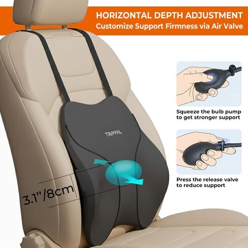 Adjustable Lumbar Support for Car: 4-Way Lower Back Pillow with 3" D & 4" H Adjust for Long Distance Driving - Low Profile No Push-Forward for Car & Truck Drivers in Kuwait