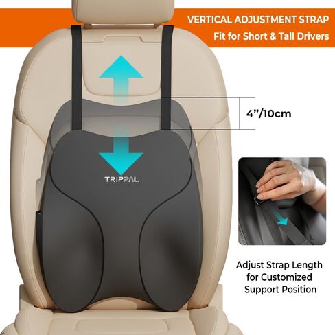 Adjustable Lumbar Support for Car: 4-Way Lower Back Pillow with 3" D & 4" H Adjust for Long Distance Driving - Low Profile No Push-Forward for Car & Truck Drivers in Kuwait