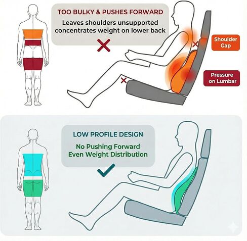 Adjustable Lumbar Support for Car: 4-Way Lower Back Pillow with 3" D & 4" H Adjust for Long Distance Driving - Low Profile No Push-Forward for Car & Truck Drivers in Kuwait