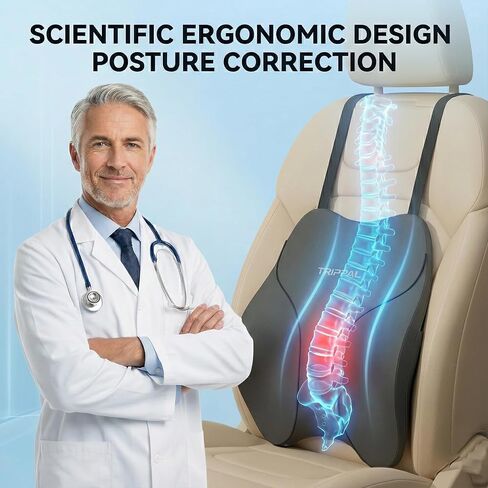 Adjustable Lumbar Support for Car: 4-Way Lower Back Pillow with 3" D & 4" H Adjust for Long Distance Driving - Low Profile No Push-Forward for Car & Truck Drivers in Kuwait