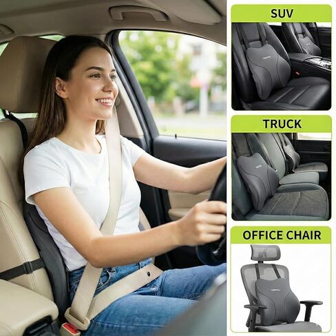 Adjustable Lumbar Support for Car: 4-Way Lower Back Pillow with 3" D & 4" H Adjust for Long Distance Driving - Low Profile No Push-Forward for Car & Truck Drivers in Kuwait