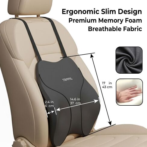 Adjustable Lumbar Support for Car: 4-Way Lower Back Pillow with 3" D & 4" H Adjust for Long Distance Driving - Low Profile No Push-Forward for Car & Truck Drivers in Kuwait