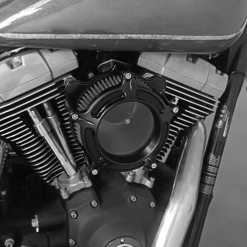 فلتر منقي هواء من الألومنيوم مناسب لدراجة Harley Touring Road King Street Glide Softail Sportster XL Dyna (عنصر رمادي الإسكان الأسود، C للتجول 08-16، Softail 16-17، Trike 08-16) in Kuwait