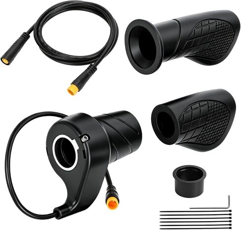 FT76X Ebike Half Twist Throttle 3 Pin Male for Electric Bicycle Scooter Mountain Bike Folding Bike, Ebike Throttle Grip for 12-72V MTB Conversion Kit with Waterproof 3Pin Male to Female Cable in Saudi Arabia
