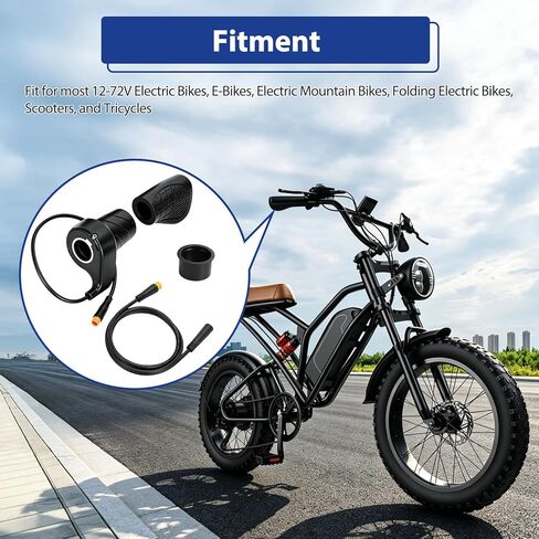 FT76X Ebike Half Twist Throttle 3 Pin Male for Electric Bicycle Scooter Mountain Bike Folding Bike, Ebike Throttle Grip for 12-72V MTB Conversion Kit with Waterproof 3Pin Male to Female Cable in Saudi Arabia