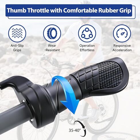FT76X Ebike Half Twist Throttle 3 Pin Male for Electric Bicycle Scooter Mountain Bike Folding Bike, Ebike Throttle Grip for 12-72V MTB Conversion Kit with Waterproof 3Pin Male to Female Cable in Saudi Arabia