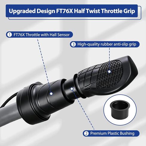 FT76X Ebike Half Twist Throttle 3 Pin Male for Electric Bicycle Scooter Mountain Bike Folding Bike, Ebike Throttle Grip for 12-72V MTB Conversion Kit with Waterproof 3Pin Male to Female Cable in Saudi Arabia
