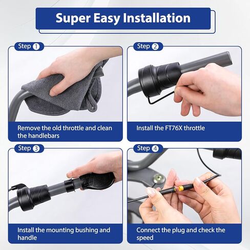 FT76X Ebike Half Twist Throttle 3 Pin Male for Electric Bicycle Scooter Mountain Bike Folding Bike, Ebike Throttle Grip for 12-72V MTB Conversion Kit with Waterproof 3Pin Male to Female Cable in Saudi Arabia