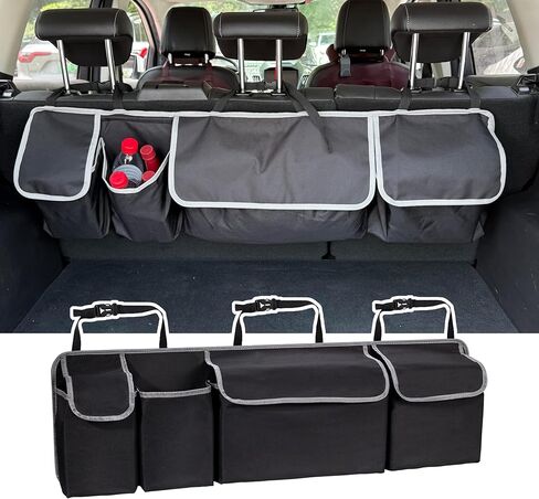 Trunk Organizer - Car Organizer, Foldable Trunk organizer for SUV/MPV/Truck, Collapsible Car Storage Bag with 4 Pockets, Black, 40.16"×11.02" in Saudi Arabia