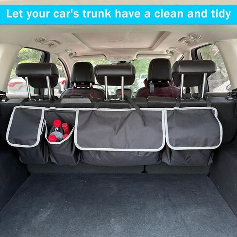 Trunk Organizer - Car Organizer, Foldable Trunk organizer for SUV/MPV/Truck, Collapsible Car Storage Bag with 4 Pockets, Black, 40.16"×11.02" in Saudi Arabia