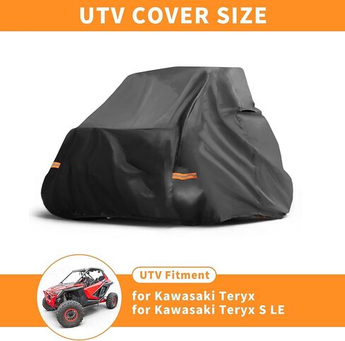 غطاء X AUTOHAUX UTV لـ Kawasaki Teryx 2 مقاعد مقاوم للماء جنبًا إلى جنب غطاء لـ Kawasaki Teryx S LE غطاء خارجي للحماية من الشمس والمطر 210D-PU قماش أكسفورد أسود in Kuwait