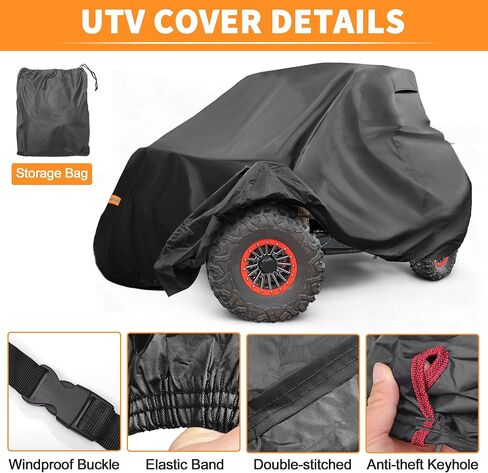 غطاء X AUTOHAUX UTV لـ Kawasaki Teryx 2 مقاعد مقاوم للماء جنبًا إلى جنب غطاء لـ Kawasaki Teryx S LE غطاء خارجي للحماية من الشمس والمطر 210D-PU قماش أكسفورد أسود in Kuwait