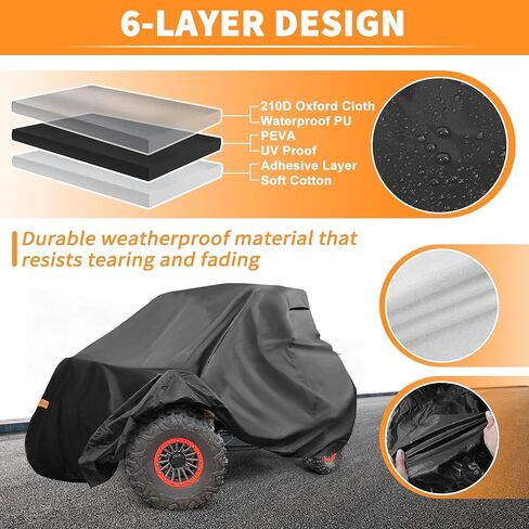 غطاء X AUTOHAUX UTV لـ Kawasaki Teryx 2 مقاعد مقاوم للماء جنبًا إلى جنب غطاء لـ Kawasaki Teryx S LE غطاء خارجي للحماية من الشمس والمطر 210D-PU قماش أكسفورد أسود in Kuwait