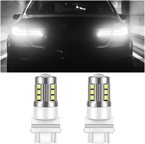 قطعتان من مصابيح إشارة الانعطاف LED للسيارة 3156، مصباح إشارة الانعطاف الأمامي والخلفي المقاوم للماء للغاية، مصباح بديل احتياطي لفرامل السيارات، مناسب عالمي (أبيض) in Kuwait