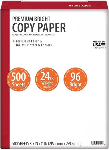 Premium Bright Paper, 8.5" x 11", 96 Bright, White, 24 lb., 1 Ream (500 Sheets) in Saudi Arabia