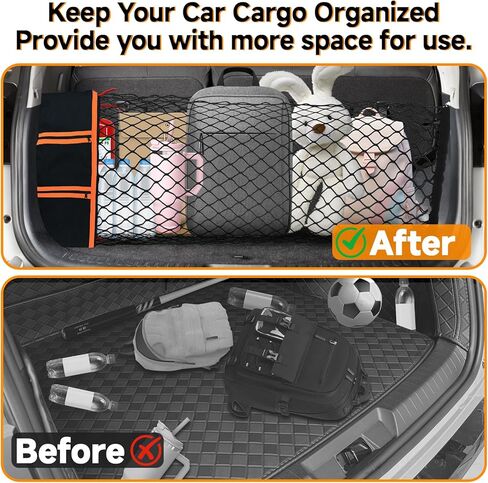 Truck Bed Cargo Net Trunk Netting Fit for All Pickup Trucks, SUV,Cars & Trailers,(51.2"x17.8" to 65"x17.8") Heavy Duty Pickup Truck Bed Organizer-5mm Bungee,4 Metal Hooks,Storage Bag. in Saudi Arabia