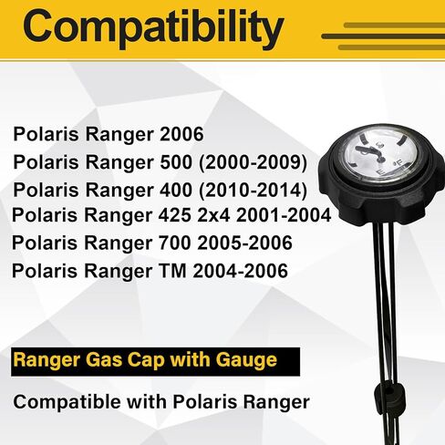 مقياس غطاء غاز الوقود، غطاء غاز رينجر مع مقياس، متوافق مع مقياس الوقود Polaris Ranger 400 425 500 700 TM، بديل لـ 1240119 (أسود) in Kuwait