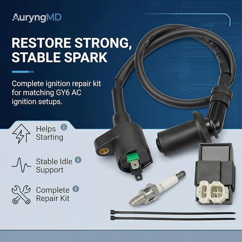 GY6 مجموعة ملف الإشعال مع 6 دبوس AC CDI صندوق شرارة لـ 50cc 125cc 150cc 4 السكتة الدماغية سكوتر الدراجات النارية ATV Go Karts، يناسب TaoTao Roketa Jonway SunL ​​Kazuma 139QMA 139QMB 152QMI 157QMJ in Kuwait
