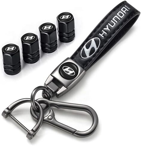 Car Key Chain+Car Tire Valve Caps Car tire Dust Caps,4pcs Car Tire Valve Stem Caps& Car Keychain Combo Set Compatible with Hyundai Santa Fe Palisade Kona Elantra Cars in Saudi Arabia