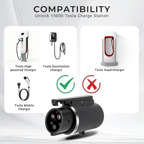 Tesla to J1772 Adapter, NACS to J1772 Converter 80A 240V, Compatible with Tesla High Powered/Wall/Destination/Mobile Chargers for Ford, BMW, Audi, Rivian & More J1772 EVs in Kuwait
