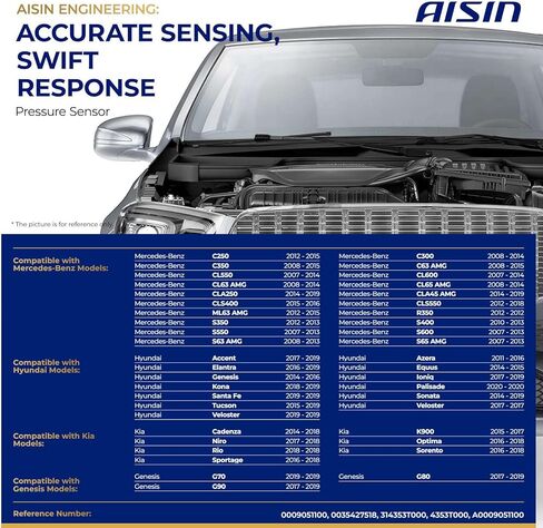 AISIN AFTERMARKET PRSAZ-00254 مستشعر الضغط المطلق المنوع (MAP) - متوافق مع Hyundai Elantra، Sonata، Santa Fe، Accent، Kia Optima، Sorento، Sportage، Rio، Mercedes-Benz C250، C300، C350 in Kuwait