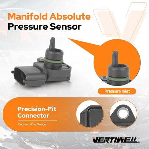 Manifold Absolute Pressure MAP Sensor Compatible with Hyundai Elantra Accent Tucson Tiburon Kia Rio5 Soul Dodge Atos Attitude 1.5L 1.6L 2.0L L4 2000-2008 2009 2010 2011 2012 Replaces AS196 in Saudi Arabia