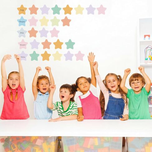 Fuutreo 108 جهاز كمبيوتر شخصى متقلب نجمة القواطع 3.5 بوصة العودة إلى المدرسة لوحة الإعلانات الزينة كبيرة على شكل نجمة قطع الورق مجسمات 9 ألوان لهجة DIY الحرفية المدرسة الفصول الدراسية مشاريع السبورة جدار ديكور in Kuwait
