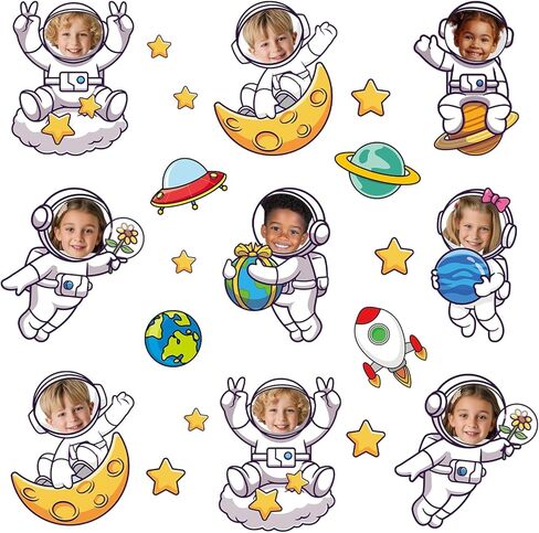 60Pcs Astronaut Cutouts Outer Space Bulletin Board Decoration Astronaut Space Theme DIY Photo Craft Cutouts Planet Rocket Cut Outs for Back to School Party Home School Classroom Chalkboard Wall Decor in Saudi Arabia