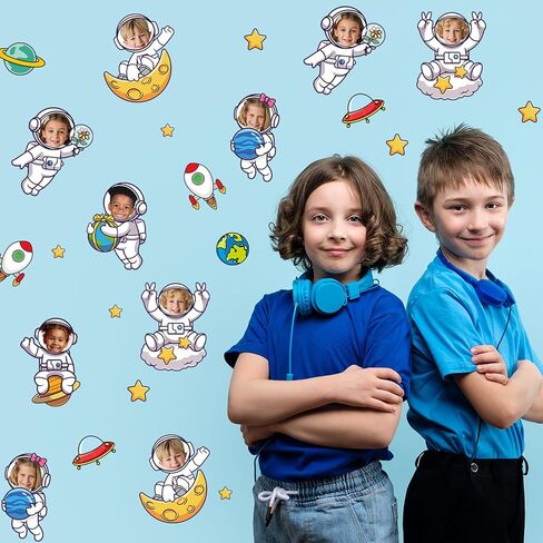 60Pcs Astronaut Cutouts Outer Space Bulletin Board Decoration Astronaut Space Theme DIY Photo Craft Cutouts Planet Rocket Cut Outs for Back to School Party Home School Classroom Chalkboard Wall Decor in Saudi Arabia