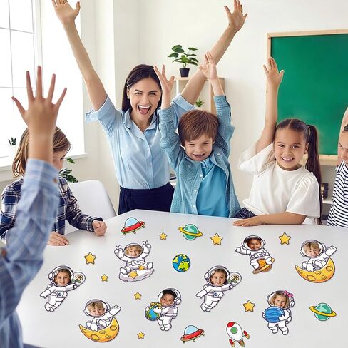 60Pcs Astronaut Cutouts Outer Space Bulletin Board Decoration Astronaut Space Theme DIY Photo Craft Cutouts Planet Rocket Cut Outs for Back to School Party Home School Classroom Chalkboard Wall Decor in Saudi Arabia